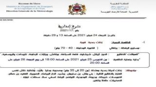 نشرة انذارية : زخات رعدية معتدلة باقليم سطات ابتداء من يوم غد الخميس (نشرة خاصة)