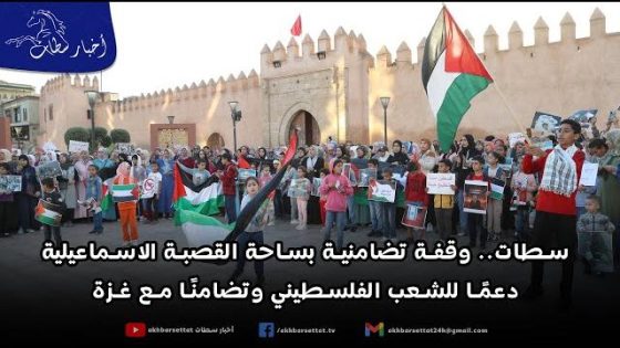 سطات.. وقفة تضامنية بساحة القصبة الاسماعيلية دعمًا للشعب الفلسطيني وتضامنًا مع غزة